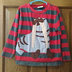 Mini Boden 3-4Y Walrus Striped Long Sleeve Shirt
